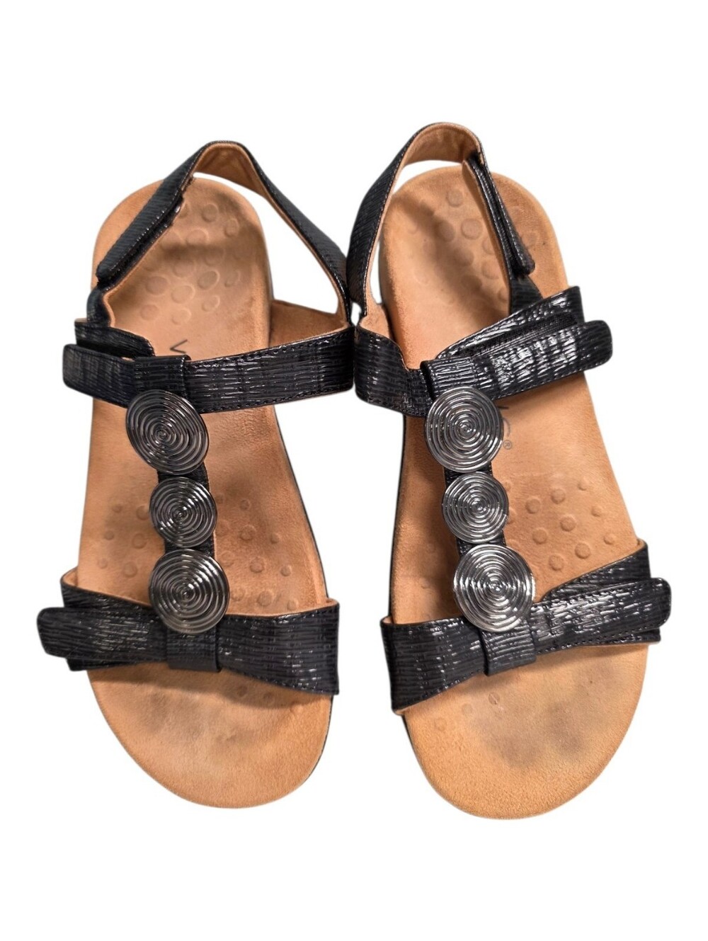 Vionic Farra Black Women's T-Strap Ortho Comfort Sandals Sz 6.5